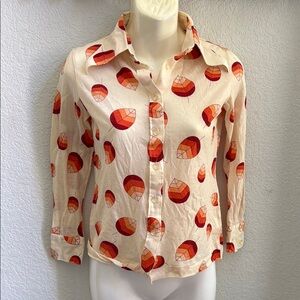 Vintage Made-in Japan Leaf Print Button-Up Shirt